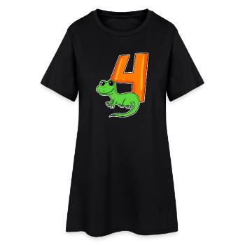 4 ans - 4ème anniversaire avec motif animal - Robe T-shirt Femme - noir - Devant