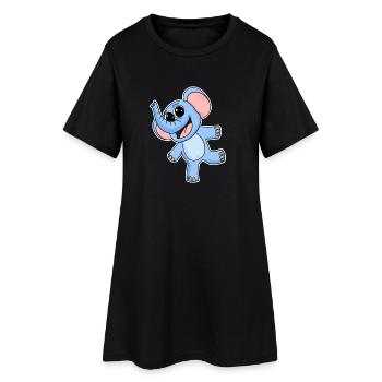 Éléphant - Robe T-shirt Femme - noir - Devant