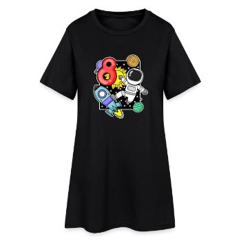 8e anniversaire - 8 ans Jeune astronaute - Robe T-shirt Femme - noir - Devant