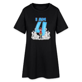 4ème anniversaire - 4 ans Jeune astronaute de fusée - Robe T-shirt Femme - noir - Devant