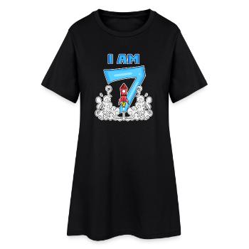 7ème anniversaire - 7 ans Jeune astronaute de fusée - Robe T-shirt Femme - noir - Devant