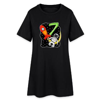 7e anniversaire - 7 ans Jeune astronaute - Robe T-shirt Femme - noir - Devant