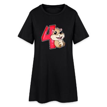 4 ans - 4ème anniversaire avec motif animal - Robe T-shirt Femme - noir - Devant