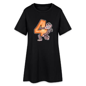 4 ans - 4ème anniversaire avec motif animal - Robe T-shirt Femme - noir - Devant