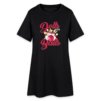 Dolls with balls bowling - Frauen T-Shirt-Kleid - Schwarz - Vorne