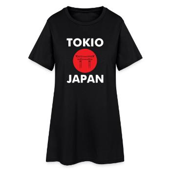 Japan Torii Silhouette auf roter Sonne - Frauen T-Shirt-Kleid - Schwarz - Vorne