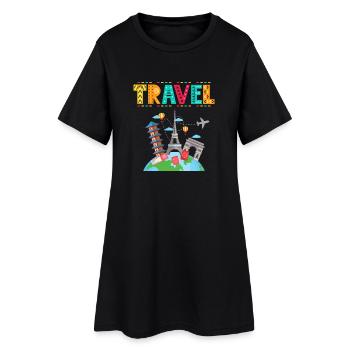 Voyage - Idée cadeau pour les amoureux des voyages - Robe T-shirt Femme - noir - Devant