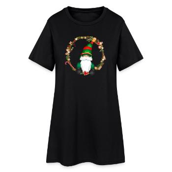 cute elf in the context of Christmas - Women’s T-Shirt Dress - black - Front