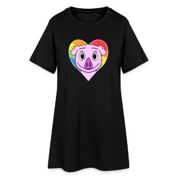 Cochon animal gay au cœur arc-en-ciel - Robe T-shirt Femme - noir - Devant