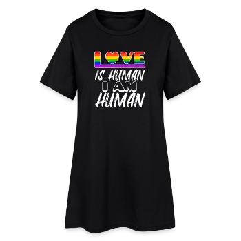 Menschenrechte Lgbt Liebe Herz Statement Homo - Frauen T-Shirt-Kleid - Schwarz - Vorne