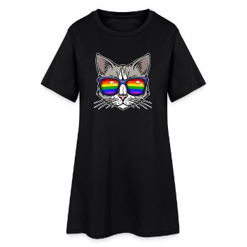 Relation lesbienne bisexuelle Cool Lgbt Cat - Robe T-shirt Femme - noir - Devant