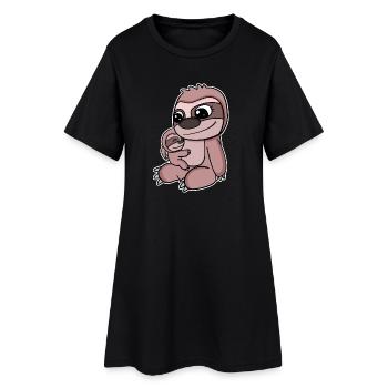 Famille - Paresseux avec bébé paresseux - Robe T-shirt Femme - noir - Devant