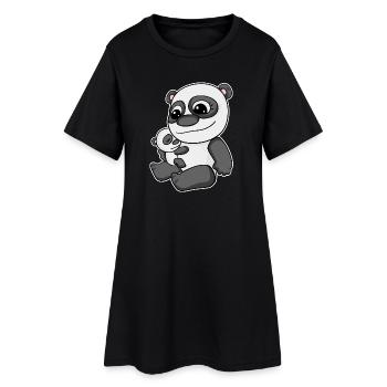 Famille - Panda avec bébé panda - Robe T-shirt Femme - noir - Devant