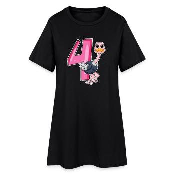 4 ans - 4ème anniversaire avec motif animal - Robe T-shirt Femme - noir - Devant