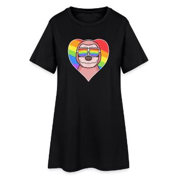 Gay Tier Faultier Regenbogen Herz - Frauen T-Shirt-Kleid - Schwarz - Vorne