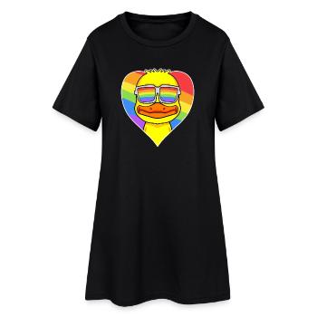 Gay Animal Duck Rainbow Heart - Women’s T-Shirt Dress - black - Front