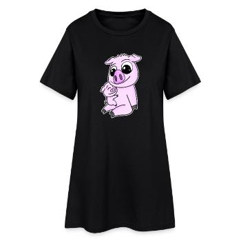 Famille - Cochon avec bébé cochon - Robe T-shirt Femme - noir - Devant