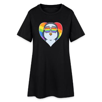 Gay Animal Penguin Rainbow Heart - Robe T-shirt Femme - noir - Devant