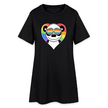 Gay Regenbogen Herz Tier Panda - Frauen T-Shirt-Kleid - Schwarz - Vorne