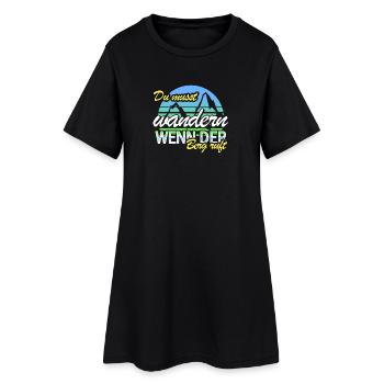 Du musst wandern wenn der Berg ruft - Frauen T-Shirt-Kleid - Schwarz - Vorne