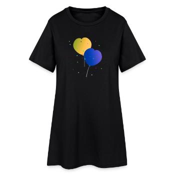 Ballons, Luftballonherzen - Frauen T-Shirt-Kleid - Schwarz - Vorne
