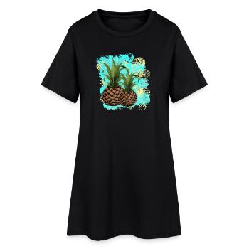 tolle früchte grafik, Ananas Motiv, beliebte Küche - Frauen T-Shirt-Kleid - Schwarz - Vorne