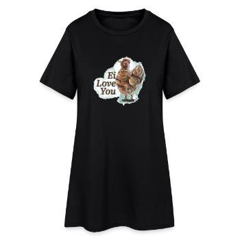 Ei love you - Frauen T-Shirt-Kleid - Schwarz - Vorne