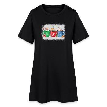 Chocolat chaud de Noël Menthe poivrée Moka - Robe T-shirt Femme - noir - Devant