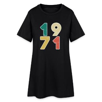 1971 - Né 1971 - Année de construction 1971 - Robe T-shirt Femme - noir - Devant