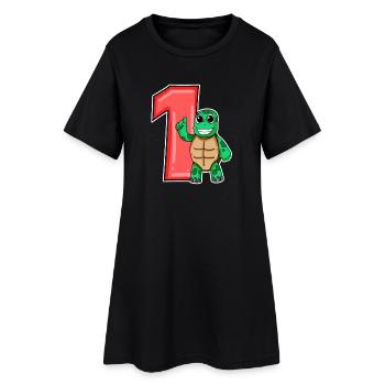 1 an - inscription à l’école - motif tortue - Robe T-shirt Femme - noir - Devant
