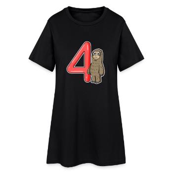 4 ans - 4ème anniversaire avec motif animal - Robe T-shirt Femme - noir - Devant
