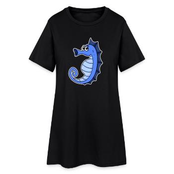 Seepferd Blau - Frauen T-Shirt-Kleid - Schwarz - Vorne