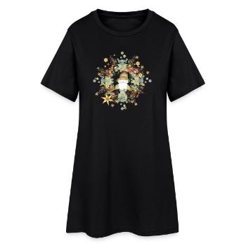 cute elf in the context of Christmas - Women’s T-Shirt Dress - black - Front