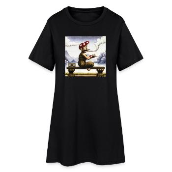 Peinture ukiyo-e d’un homme fumant. - Robe T-shirt Femme - noir - Devant
