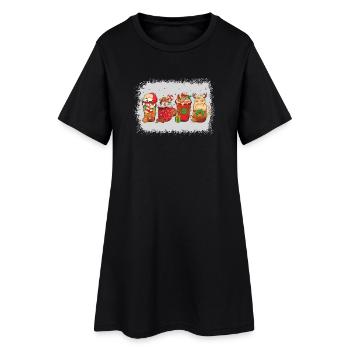 Tasse à café de Noël blanchie - Robe T-shirt Femme - noir - Devant