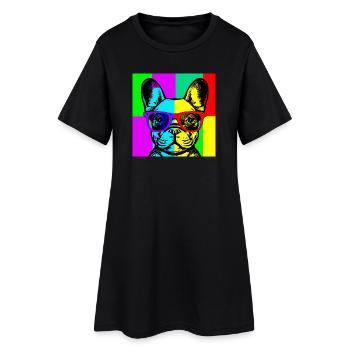 Lunettes Bulldog Néon Pop Art - Robe T-shirt Femme - noir - Devant