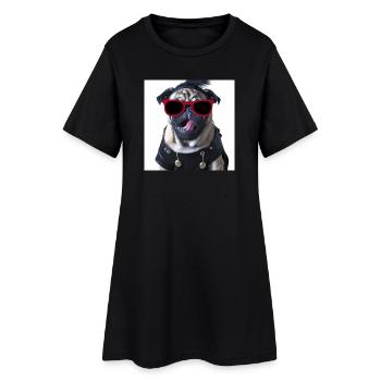 punk mops - Frauen T-Shirt-Kleid - Schwarz - Vorne