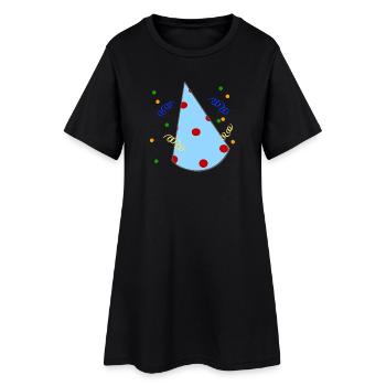 geburtstagshut, Partyhütchen - Frauen T-Shirt-Kleid - Schwarz - Vorne