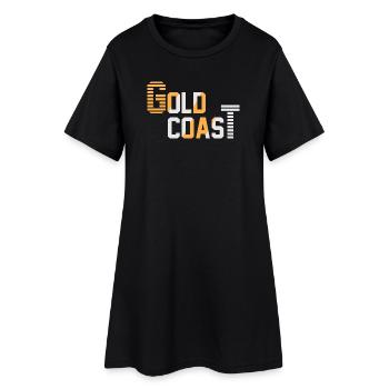 Sonnenuntergang am Küstenstrich - Frauen T-Shirt-Kleid - Schwarz - Vorne
