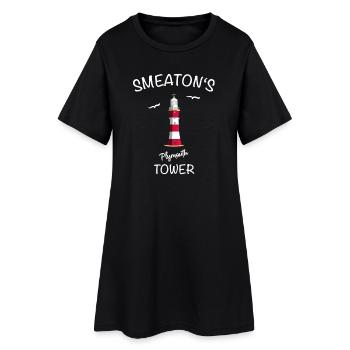 Plymouth, Leuchtturm Smeatons‘s Tower, England - Frauen T-Shirt-Kleid - Schwarz - Vorne
