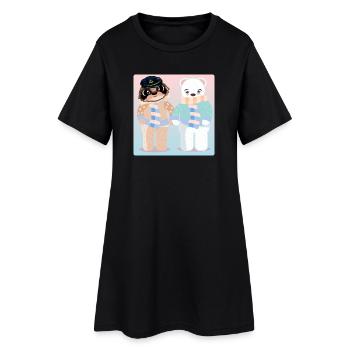 CAPTAIN SLOTH - POLAR BEAR VALENTINE'S DAY - LOVE - Women’s T-Shirt Dress - black - Front