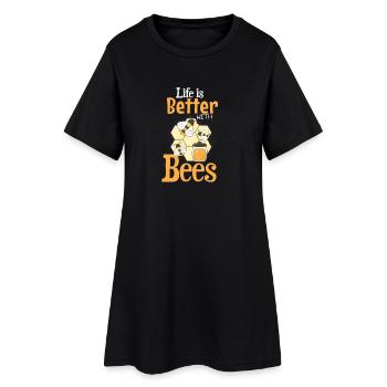 Bee's joie de vivre - Women’s T-Shirt Dress - black - Front
