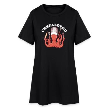 Poulpe Chef de Cuisine - Robe T-shirt Femme - noir - Devant