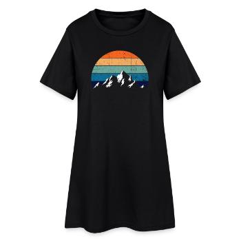 Gradient rétro du coucher de soleil de la montagne - Robe T-shirt Femme - noir - Devant