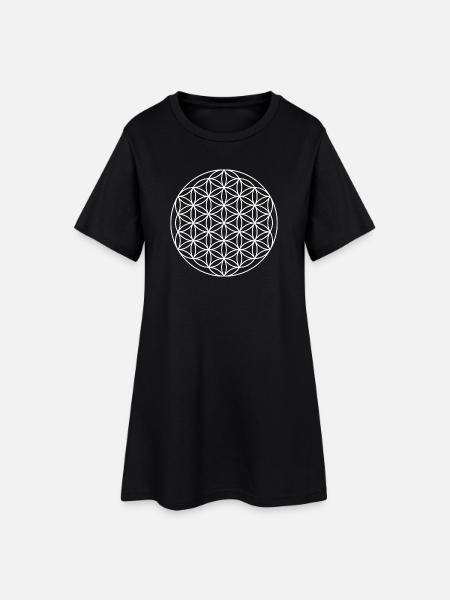 Blume des Lebens Symbol - Frauen T-Shirt-Kleid - Schwarz