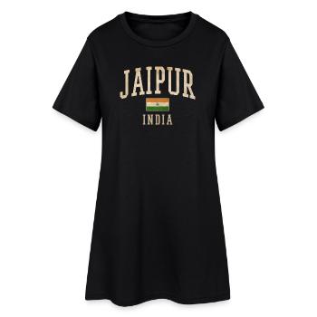 Jaipur India Vintage Print - Robe T-shirt Femme - noir - Devant