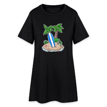 Surfer Surfing Holiday Island Motif - Robe T-shirt Femme - noir - Devant
