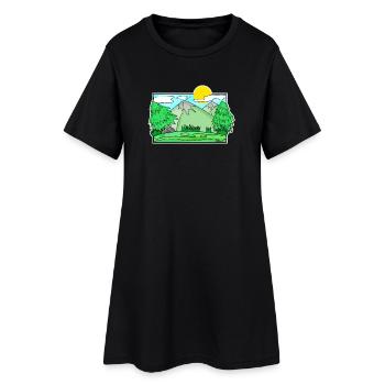 Berg Berge Berggipfel Gipfel Wald - Frauen T-Shirt-Kleid - Schwarz - Vorne