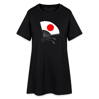 japanflaggen muster, japanischer fächer - Frauen T-Shirt-Kleid - Schwarz - Vorne