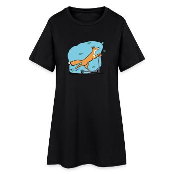 Fox with scooter - Women’s T-Shirt Dress - black - Front